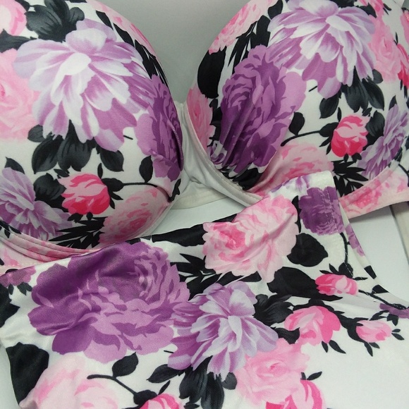 FINAL PRICE! WHITE PURPLE FLORAL HIGH WAIST BIKINI - Picture 3 of 4